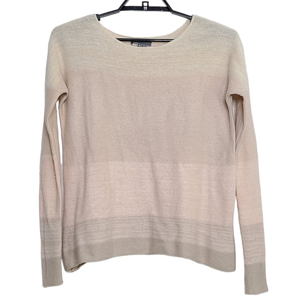Vince Cashmere Sweater XS Round Neck Peach Pink Stripe